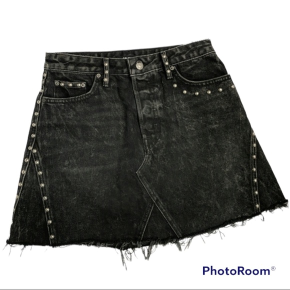 GRLFRND Dresses & Skirts - NWT GRLFRND denim eva studded black denim miniskirt, color stevi size 27